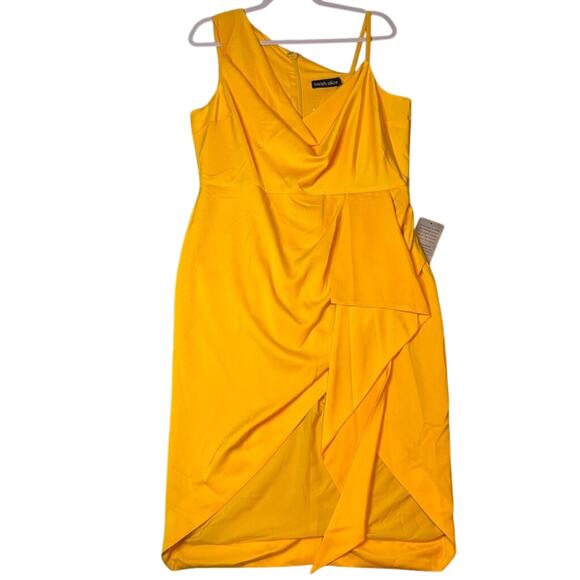 Lavish Alice Yellow Cowl Neck Midi Dress Size 12 NWT Cocktail Party - Picture 3 of 6